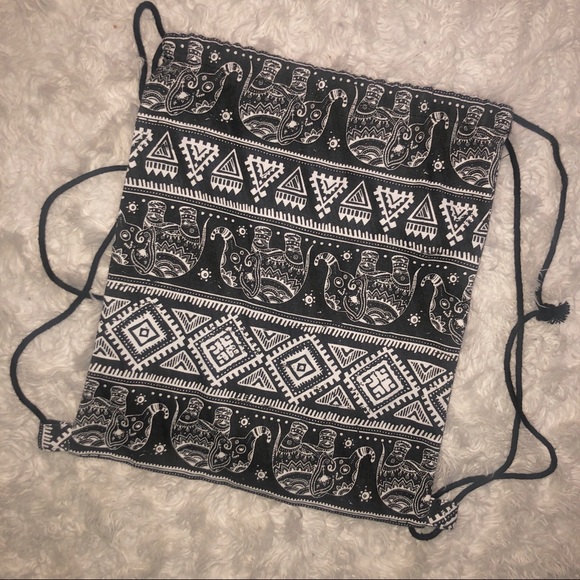 Boho Elephant Design Drawstring Backpack Bag - Picture 3 of 3